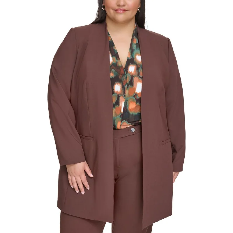 Plus Womens Suit Separate Office Open-Front Blazer Women's Pencil Blazer