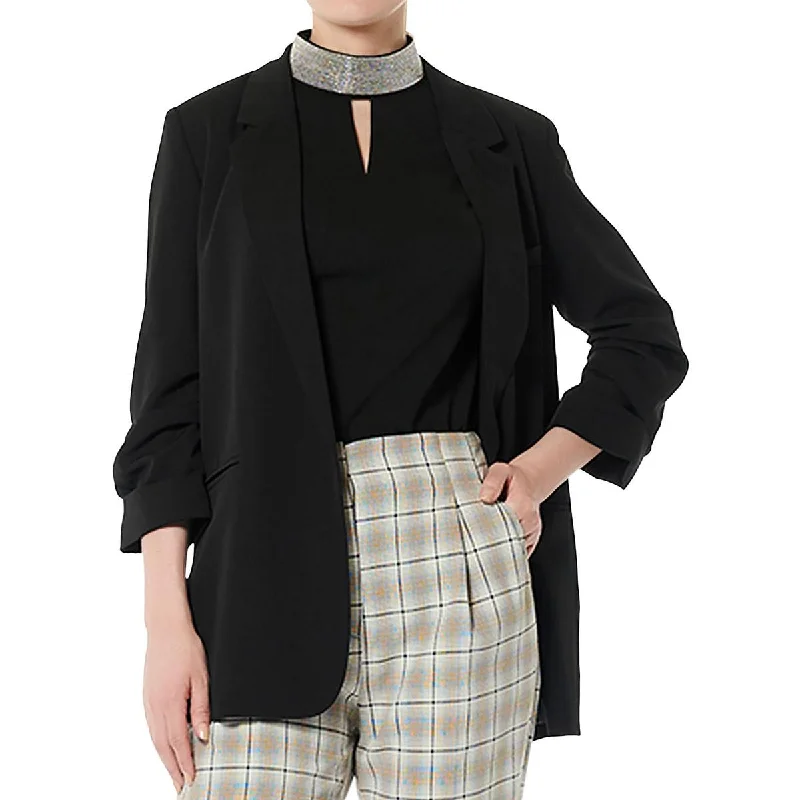 Womens Ruched Business Open-Front Blazer Women's Designer Suit