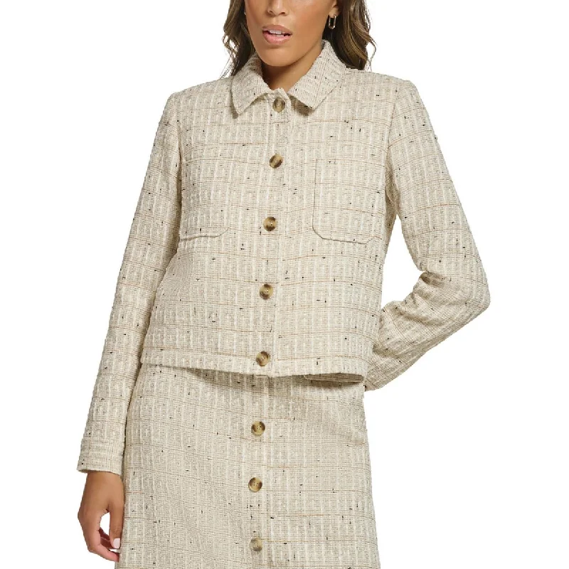 Womens Tweed Collar Two-Button Blazer Women's Classic Suit