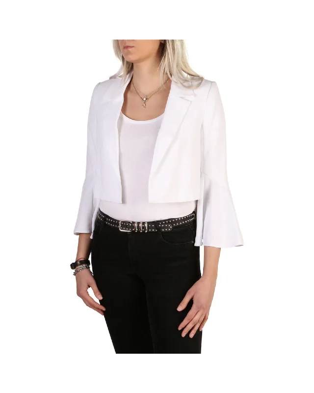 Guess  Women's Bell Sleeve Cropped Blazer White Women's Fashion Blazer