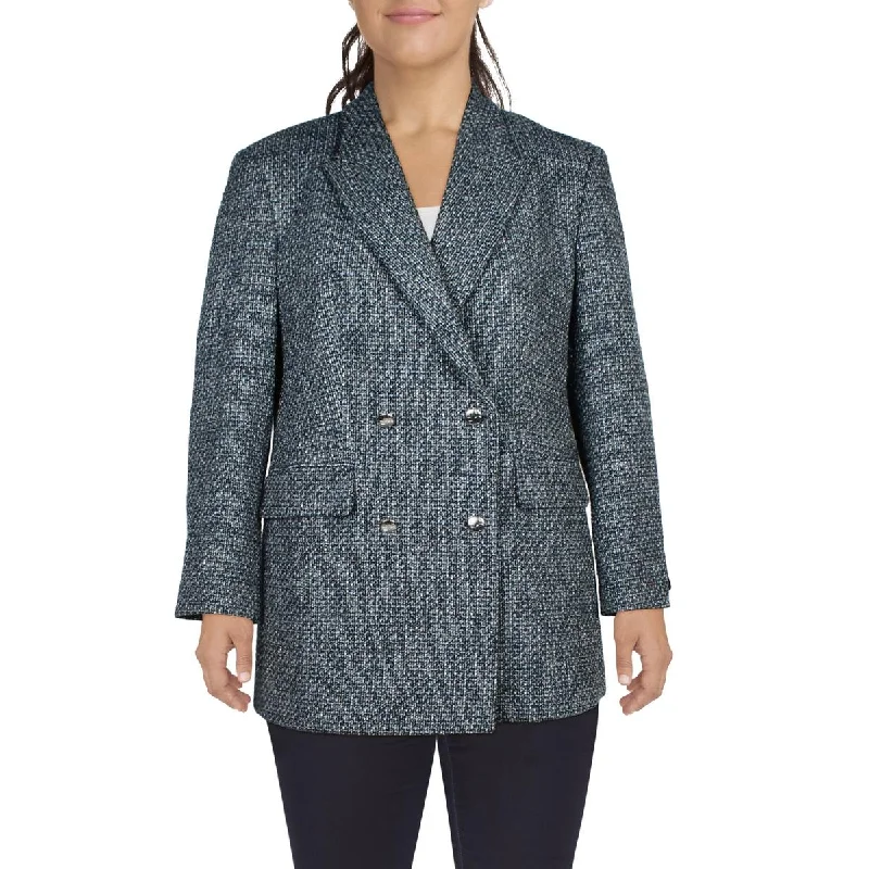 Womens Tweed Topper Double-Breasted Blazer Women's High-End Blazer