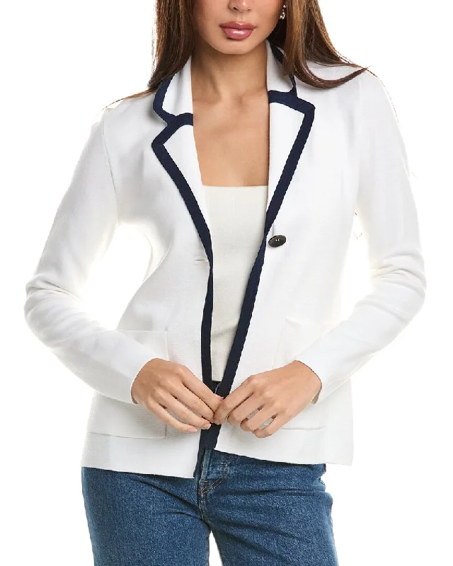 Forte Cashmere Tipped Cashmere-Blend Blazer Women's Designer Suit