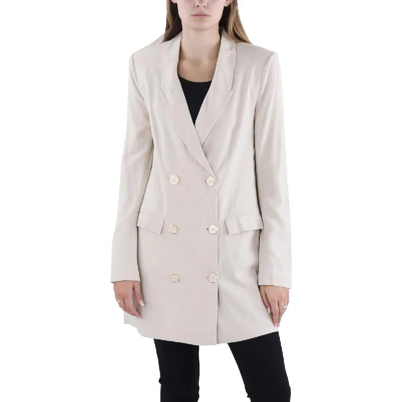 Womens Slub Business Double-Breasted Blazer Women's Luxurious Jacket