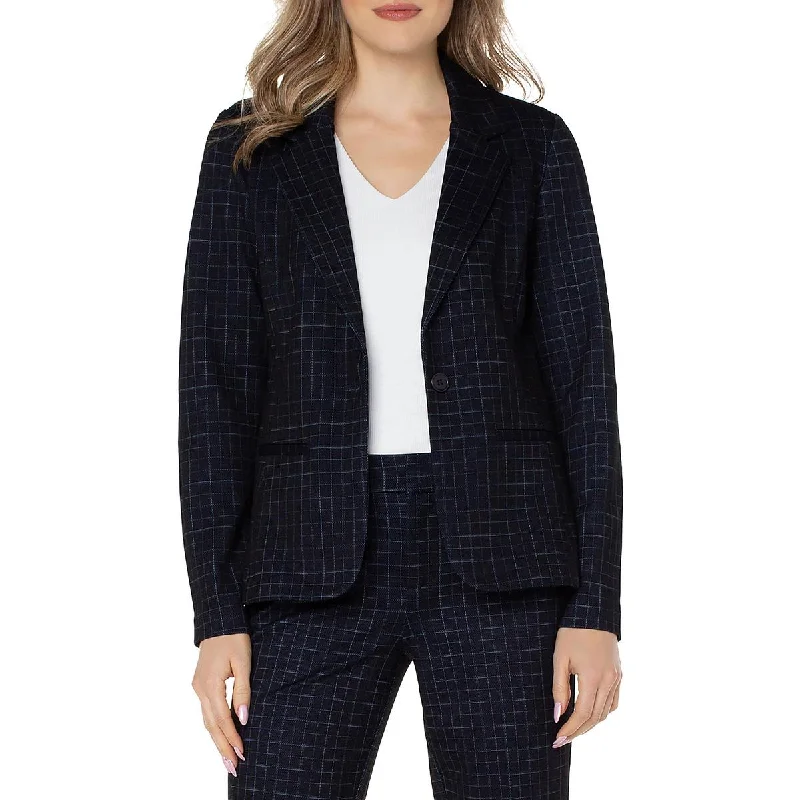 Womens Window Pane Suit Separate One-Button Blazer Women's Classic Blazer
