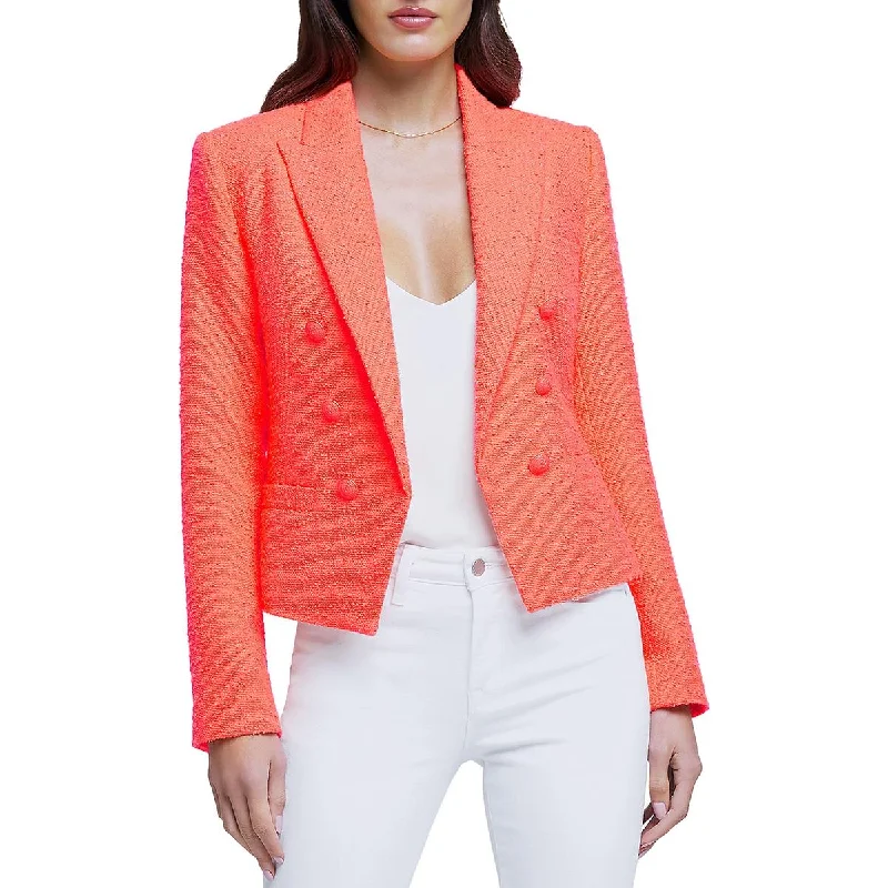 Brooke Womens Double-Breasted Cropped Open-Front Blazer Women's Premium Blazer
