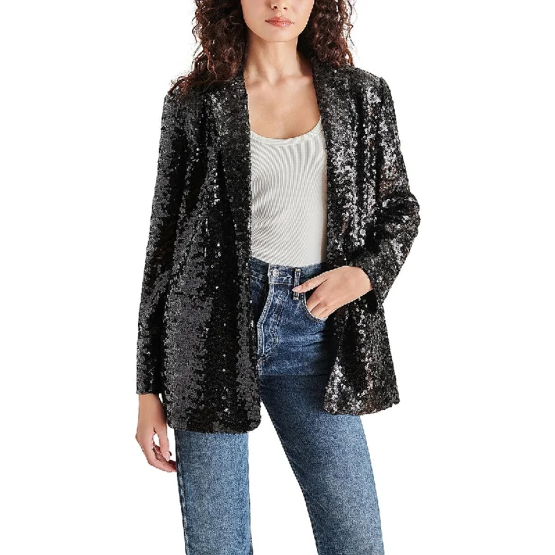 Womens Sequined Notch Collar One-Button Blazer Women's Custom Suit