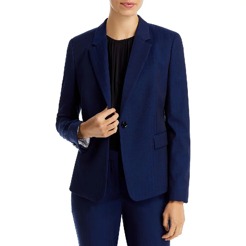 Jeniver Womens Wool Shadow Stripe One-Button Blazer Women's Classic Suit