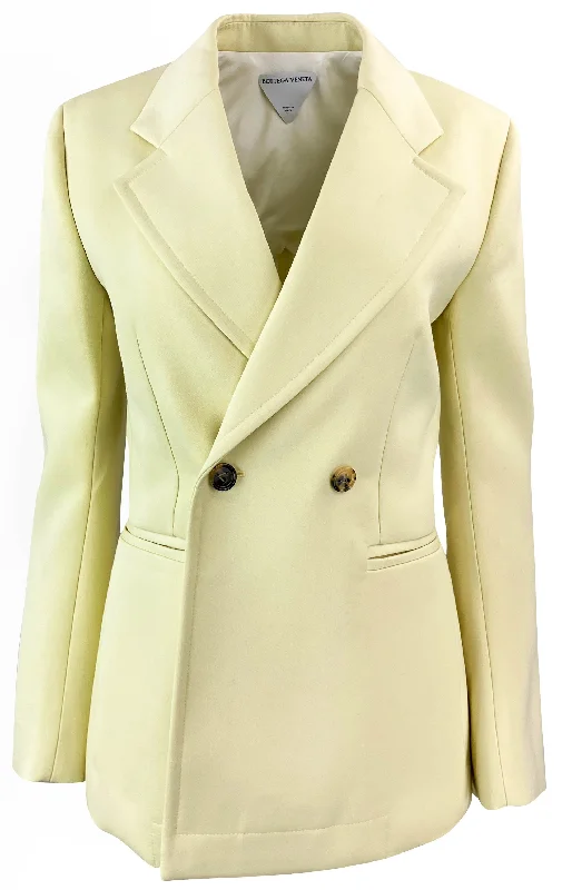 Bottega Veneta Double Breasted Blazer in Pale Yellow Women's Custom Jacket