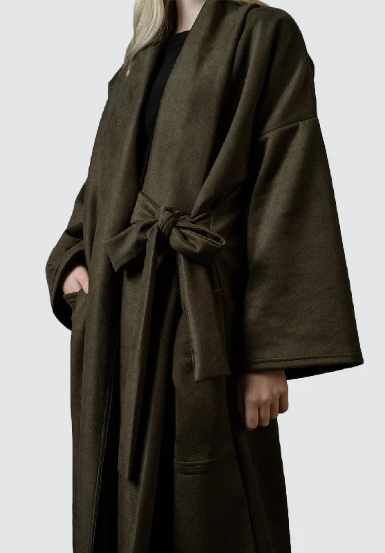 Bow Coat | Olive Structured Wool Blazer