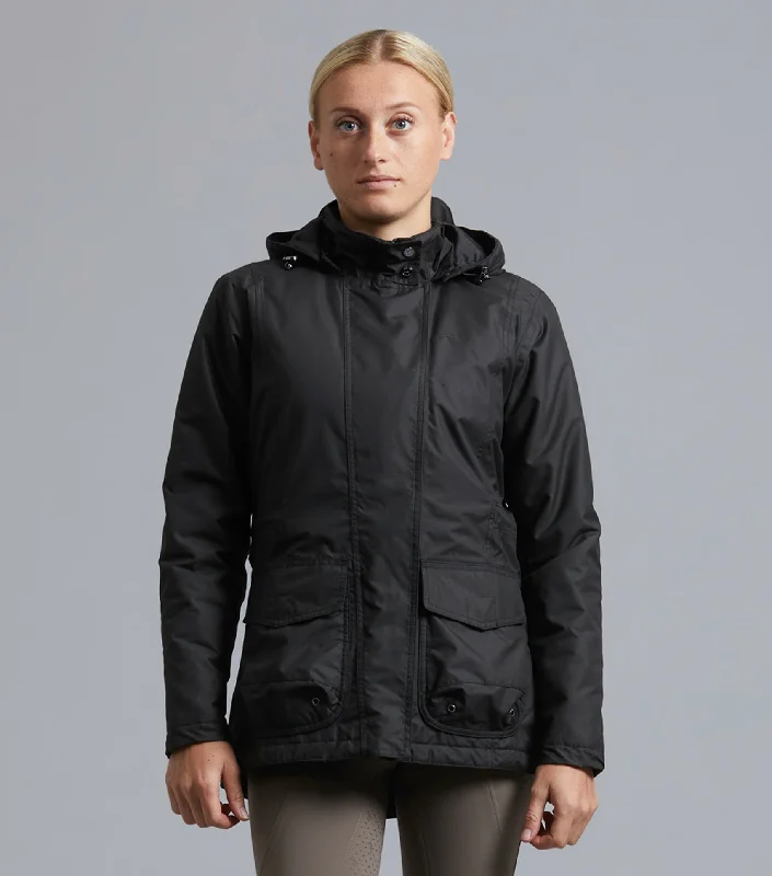 Cascata Ladies Waterproof Coat Black Polished Tailored Coat
