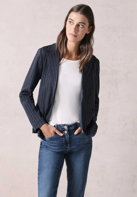 Cecil Metallic Pinstripe Blazer, Navy Women's Luxurious Jacket