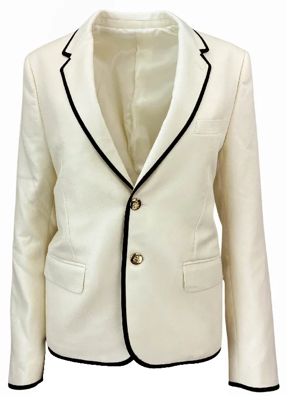 Celine Blazer with Piping in Off-White Women's Simple Blazer