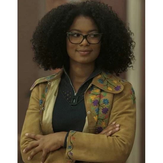 Jaz Sinclair Flower Embroidered Brown Jacket