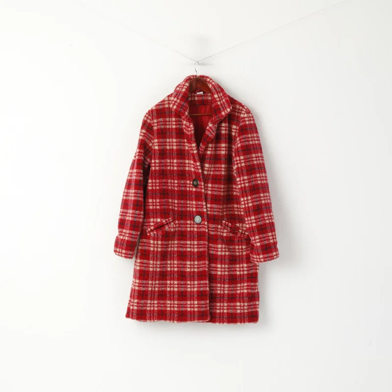 Cotton Traders Women 16 XL Coat Red Check Fleece Classic Buttoned Retro Top Puffy Insulated Vest