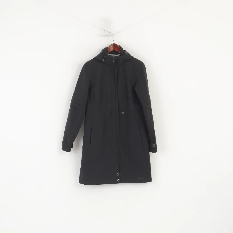Merrell Women M (S) Coat Black Opti-Shell Rainproof Zip Up Hooded Outdoor Top Cropped Fleece Jacket