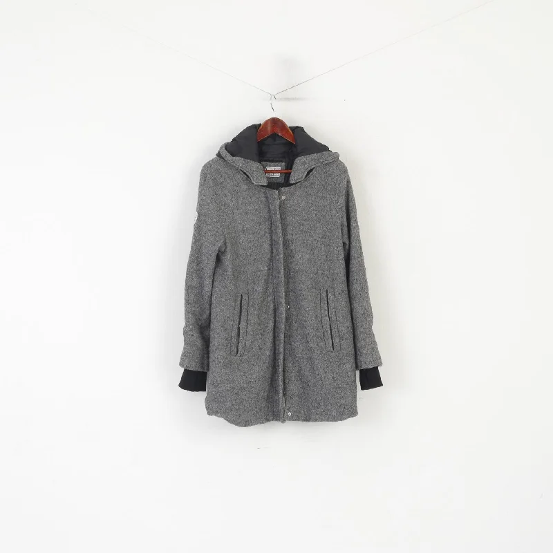 Kangaroos Women 14 40 M Coat Gray Full Zipper Hooded Lined Classic Sport Top Soft Flannel Shacket