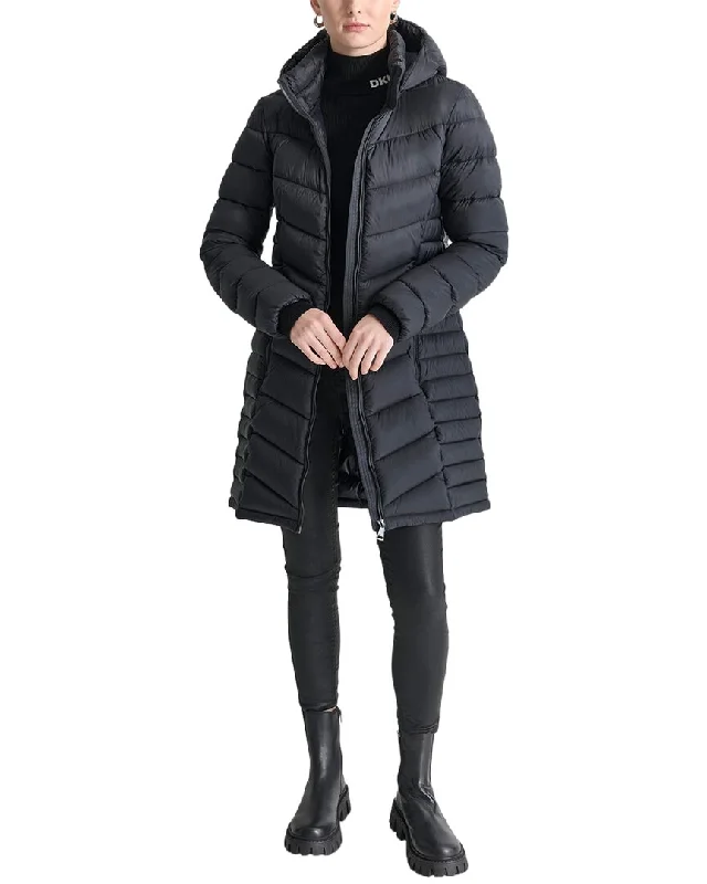 DKNY Long Packable Coat Ultra-Soft Sherpa Vest