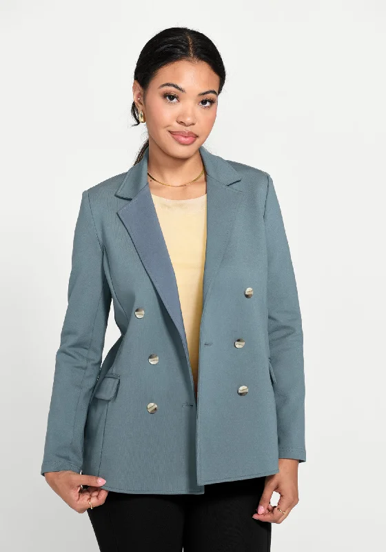 Double Breasted Blazer (Blue Haze) Women's Formal Blazer
