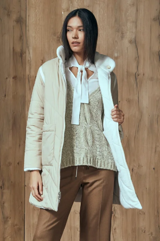 Cashmere Blend Reversible Coat Drape Front Waterfall Coat