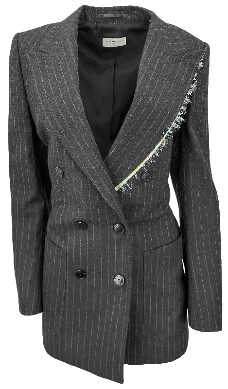 Dries Van Noten Bylee Bis Blazer in Anthracite Women's Patchwork Suit