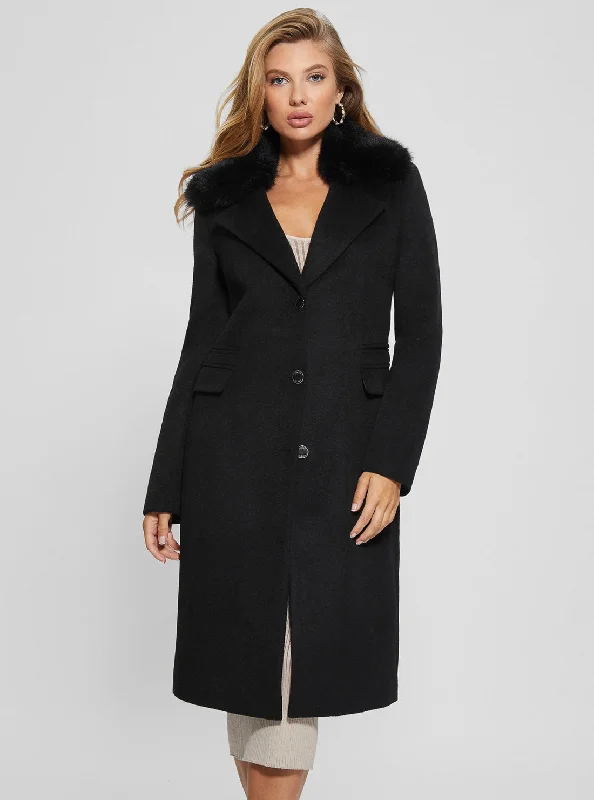Eco Black New Laurence Coat Embroidered Kimono Coat