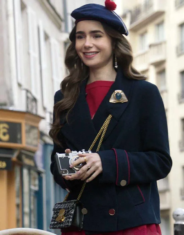Emily Cooper Emily in Paris Blue Coat Warm Down Parka