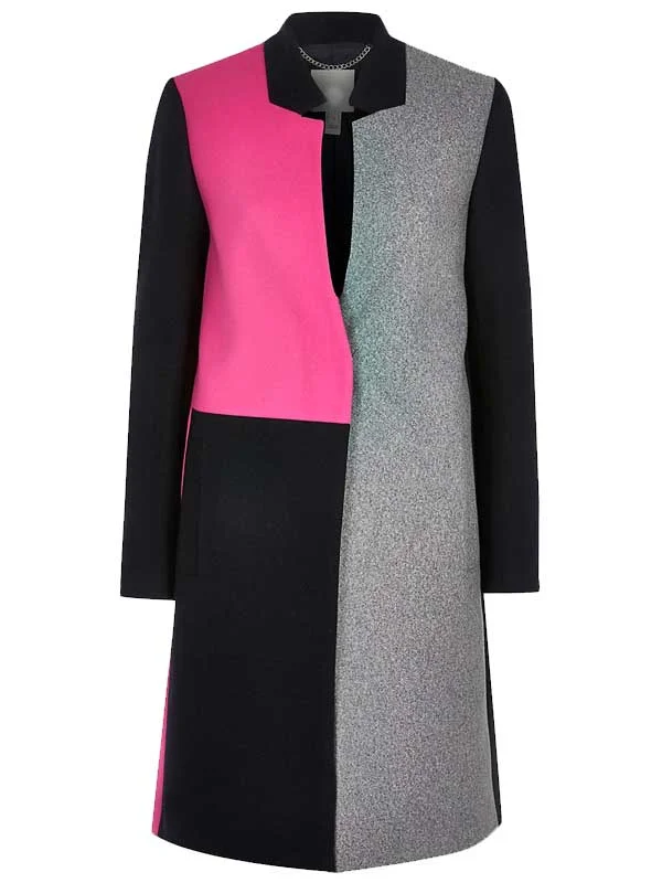 Emily Cooper Emily in Paris Color Block Coat Trendy Puffer Vest