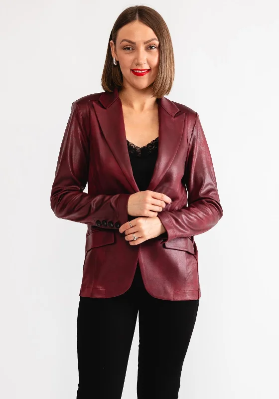 Eva Kayan Single Breasted Blazer, Wine Women's Elegant Suit