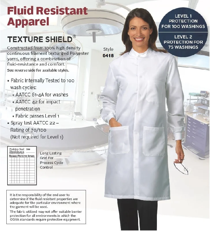 Fashion Seal 6418 Fluid Resistant Lab Coat Ultra-Soft Sherpa Vest