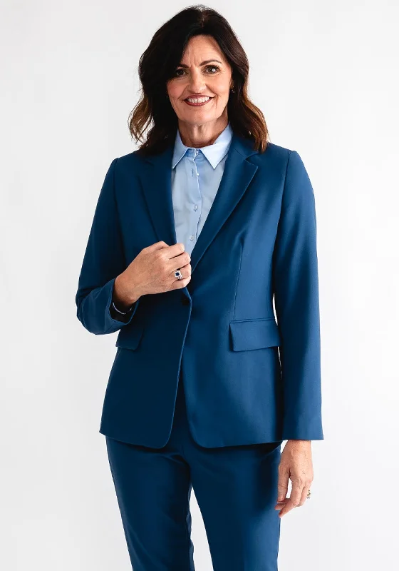 Gerry Weber Single Breasted Blazer, Denim Blue Women's Travel Jacket