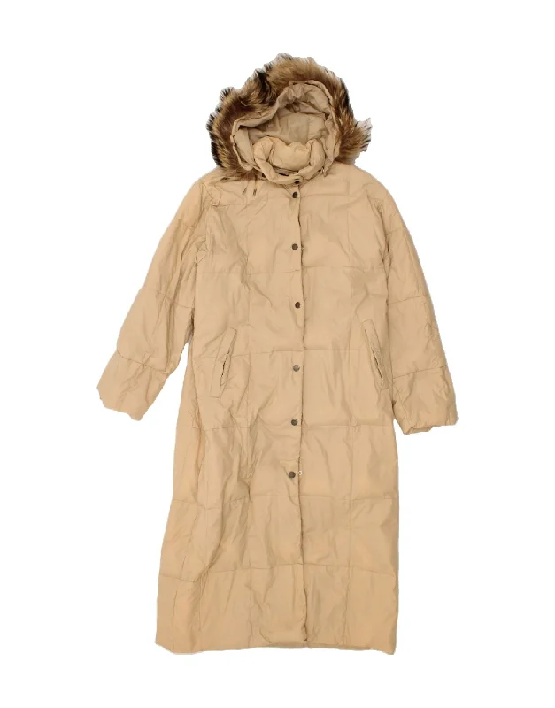 INVICTA Womens Padded Coat UK 18 XL Beige Polyamide Cropped Fleece Jacket