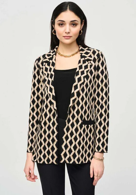 Joseph Ribkoff Printed Knit Jersey Blazer, Black & Gold Women's Daily Blazer