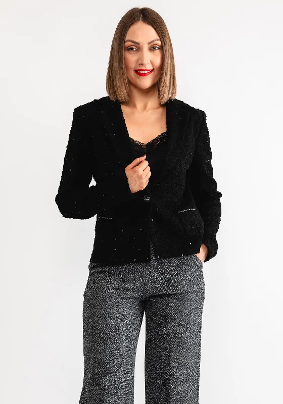 Joseph Ribkoff Sequin Knit Blazer, Black Women's Elegant Jacket