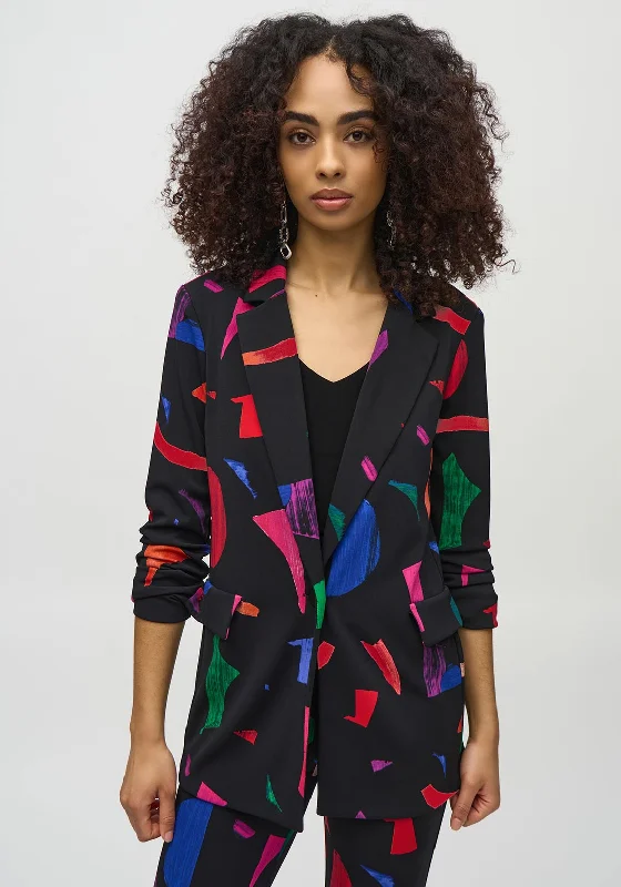 Joseph Ribkoff Abstract Print Jersey Blazer, Black High-End Women's Suit