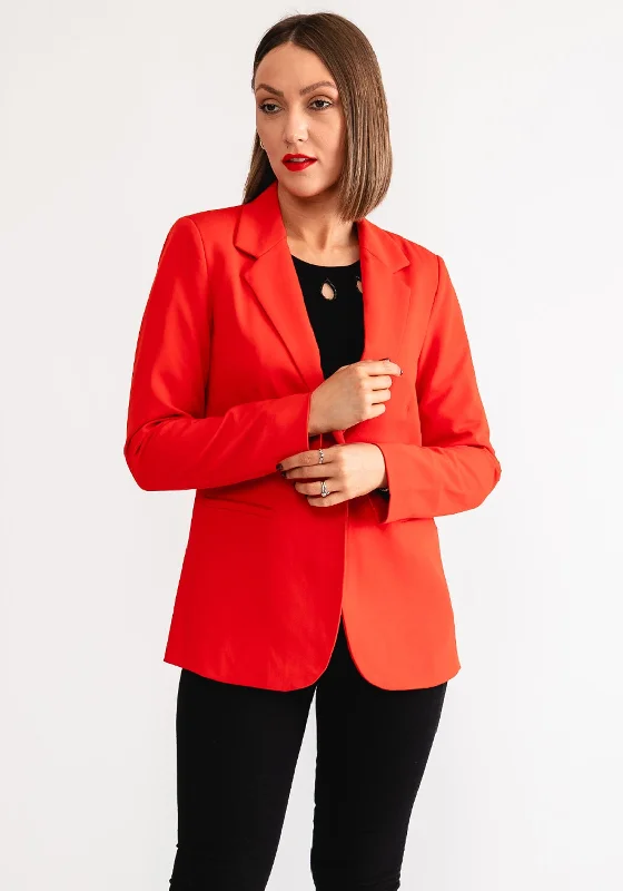 Kaffe Single Breasted Blazer, Fiery Red Women's Advanced Suit