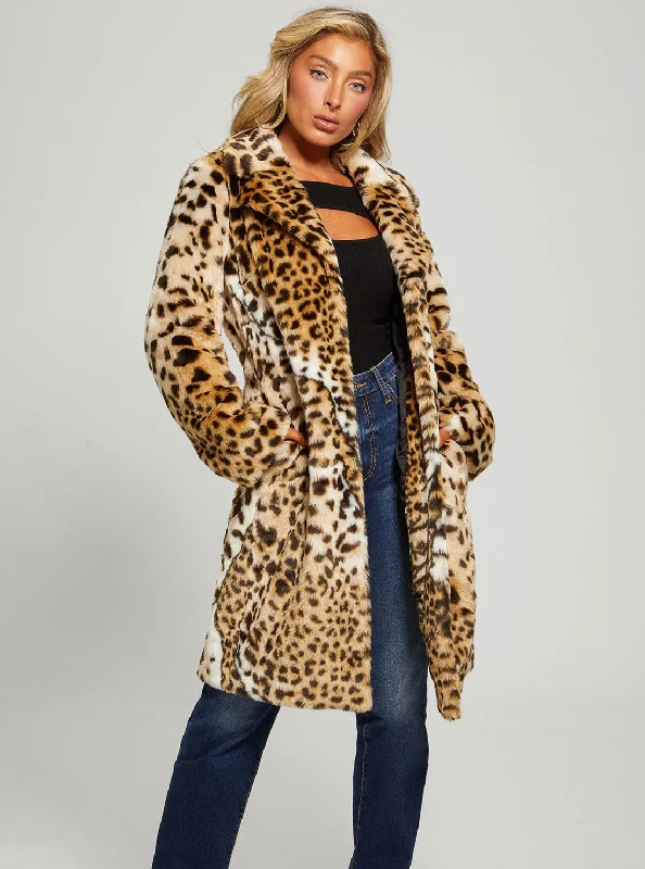 Leopard Diletta Coat Minimalist Wool Duster