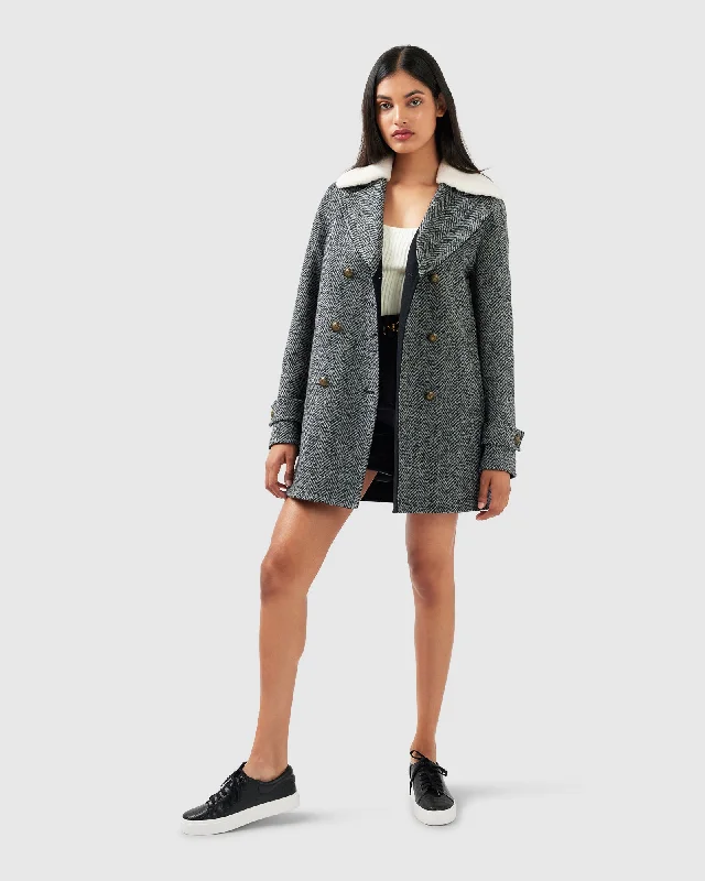 Liberty Sherpa Collar Wool Blend Coat Casual Denim Jacket