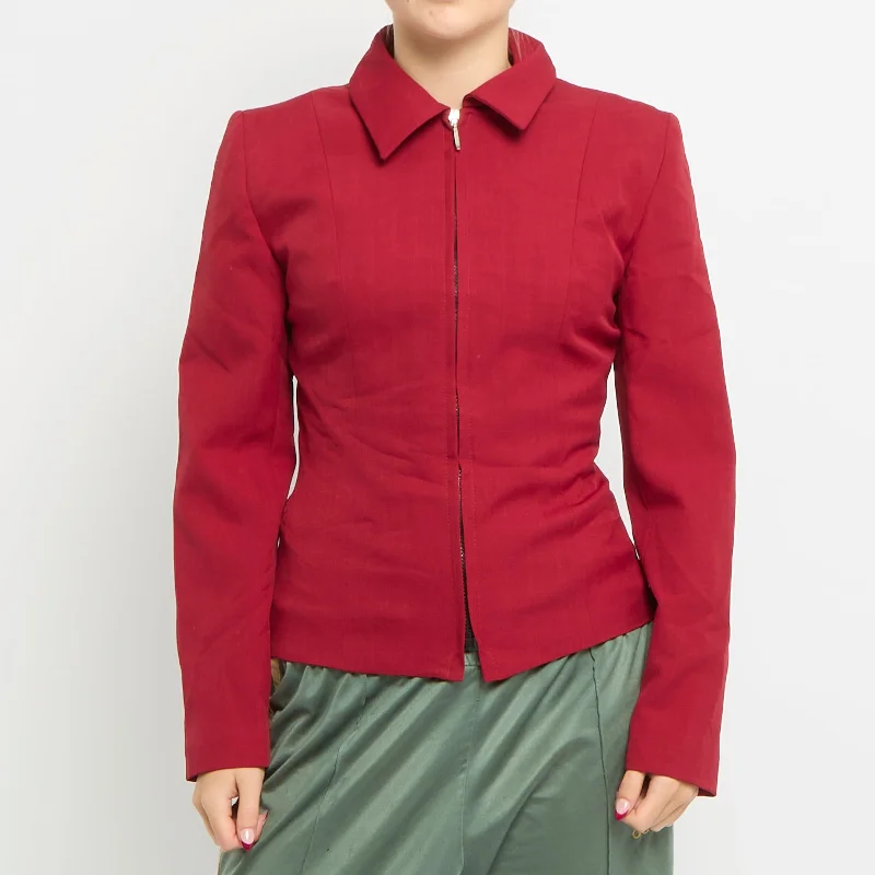 Linen Zip Up Blazer- UK 12 Women's Formal Blazer