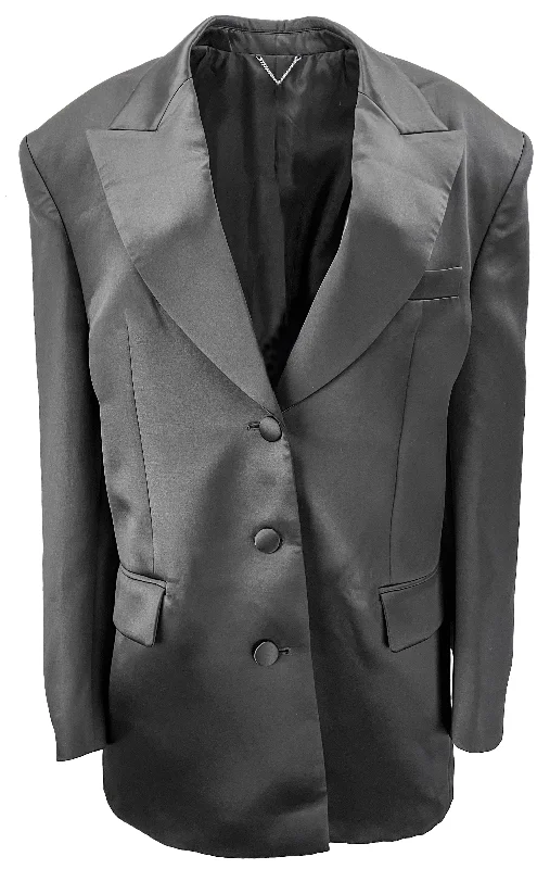 Magda Butrym Silk Blend Blazer in Black Milan Custom Blazer