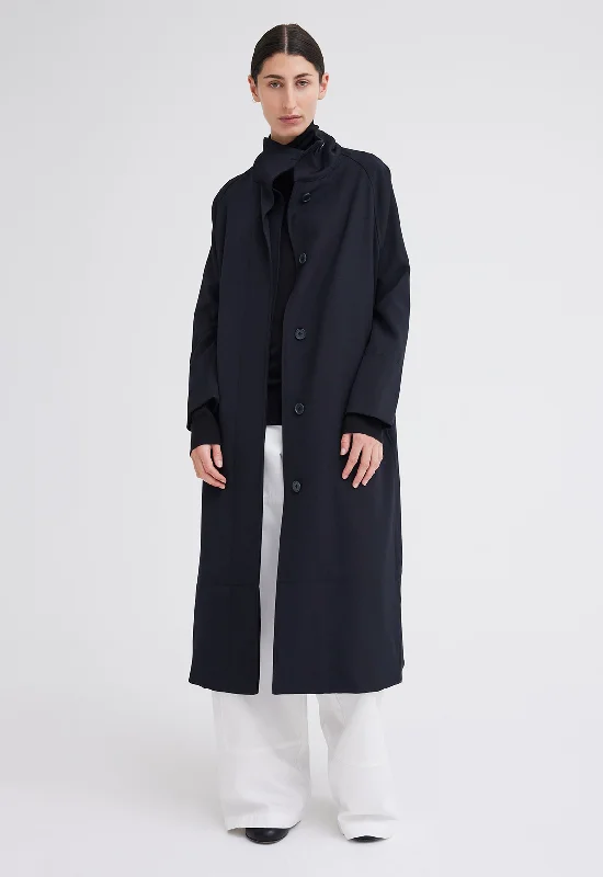 McLaren Wool Twill Coat - Black Waterproof Rain Jacket