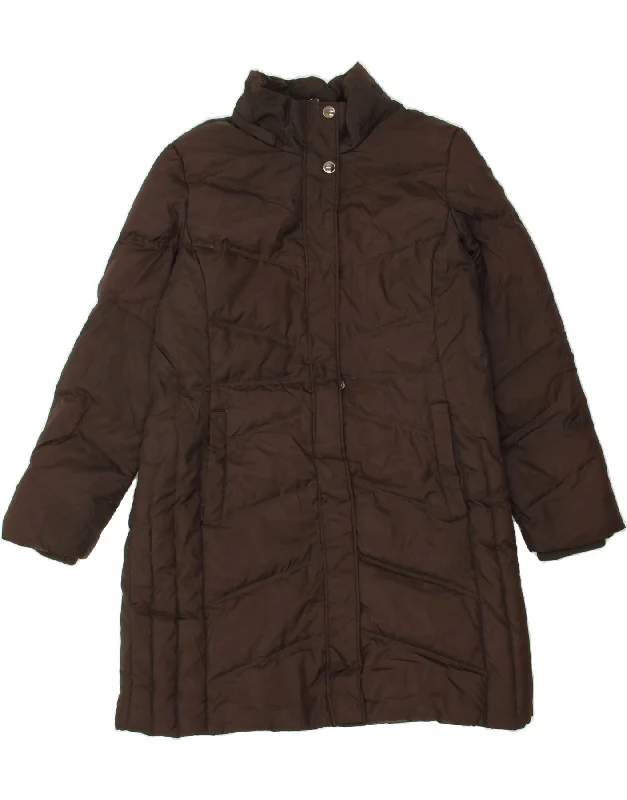 MICHAEL KORS Womens Padded Coat UK 16 Large Brown Polyester Casual Open-Front Coat