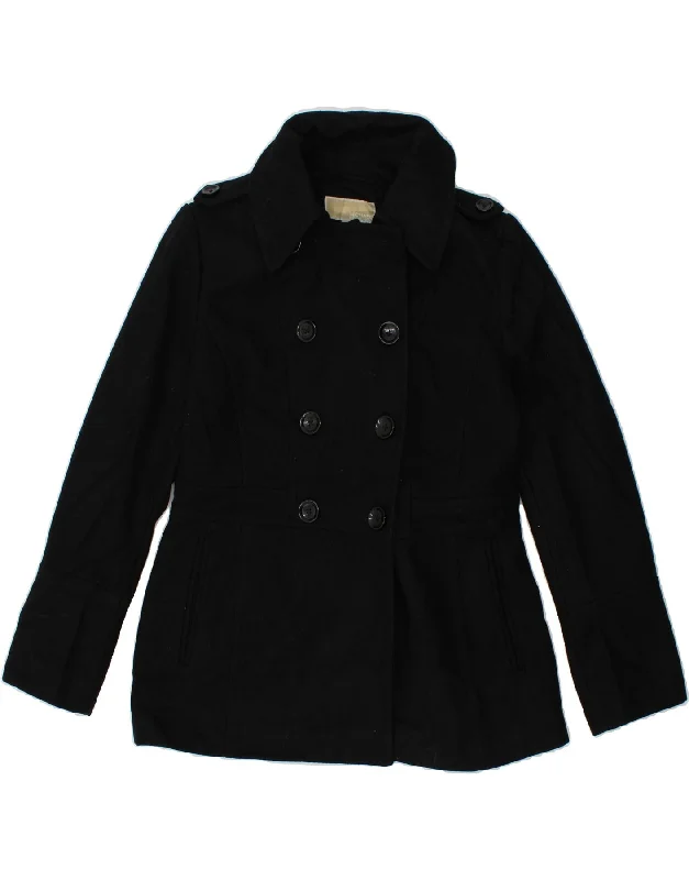 MICHAEL KORS Womens Pea Coat UK 10 Small Black Wool Elegant Cape Blazer