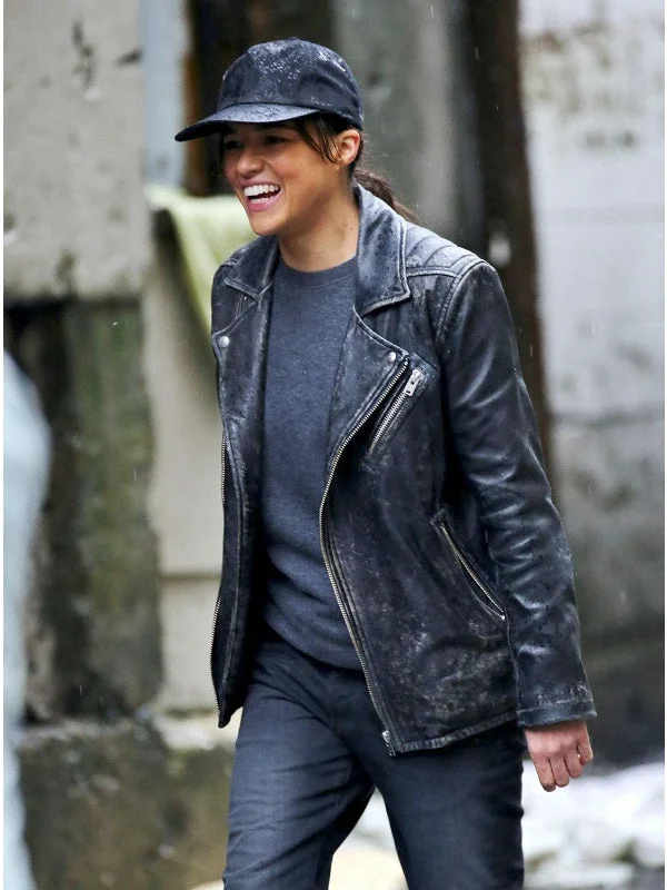 Michelle Rodriguez Distressed Leather Jacket