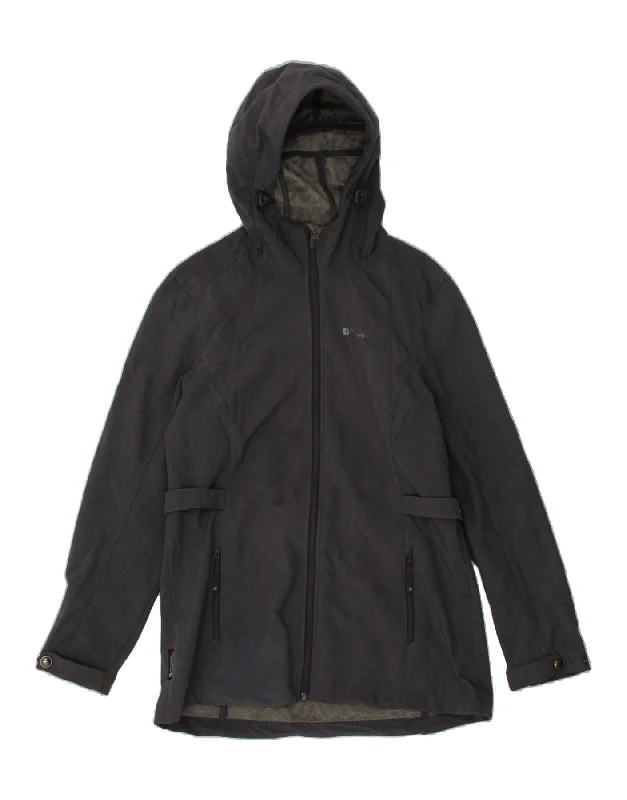 MOUNTAIN WAREHOUSE Womens Hooded Windbreaker Coat UK 12 Medium Navy Blue Plush Faux Fur Bolero
