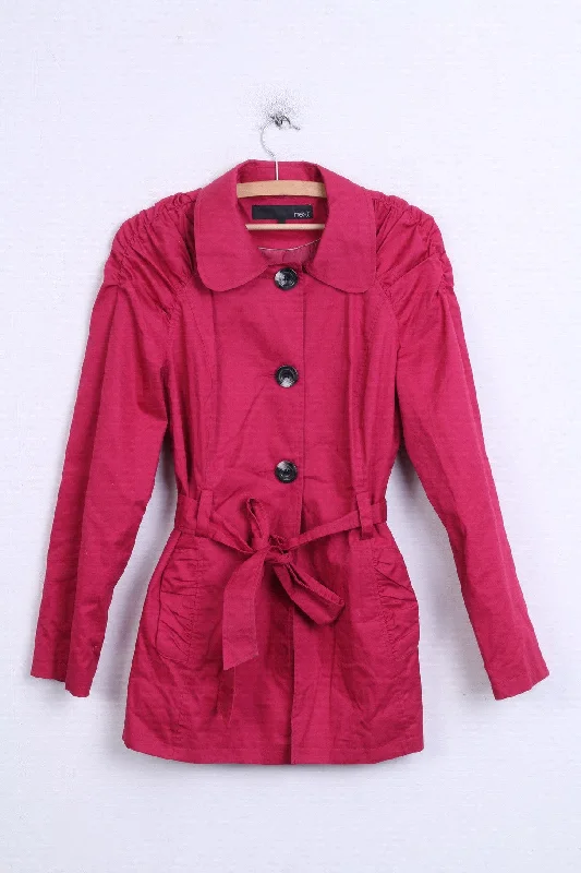 Next Womens 14 M Coat Amaranth Single Breasted Cotton Belted Top Button-Up Cardigan Coat
