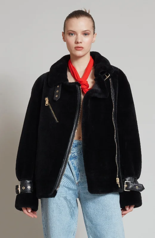 Nicole Benisti Womens Grand Shearling Coat Longline Wool Coat