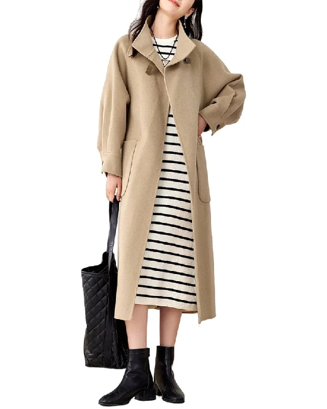 OUNIXUE Wool-Blend Coat Classic Trench Coat