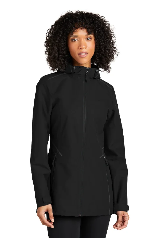 Port Authority Womens Collective Tech Waterproof Full Zip Outer Shell Hooded Jacket - Deep Black