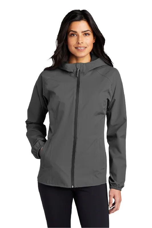 Port Authority Womens Essential Waterproof Full Zip Hooded Rain Jacket - Graphite Grey