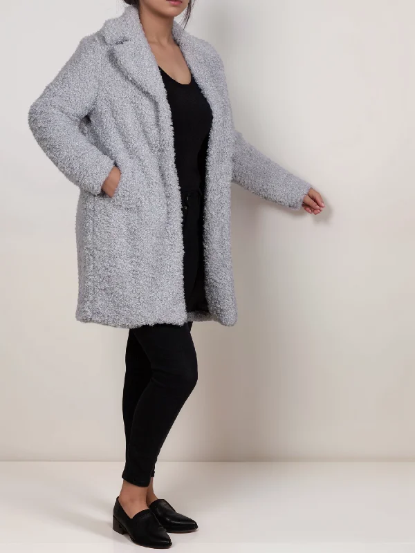 Recycled Boucle Coat Hooded Puffer Anorak